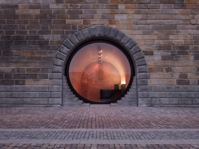 Cells in the wall of the river embankment