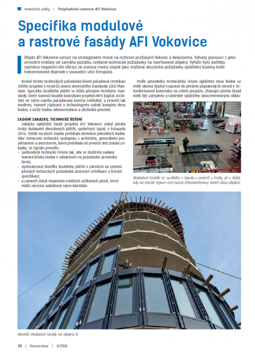 Image: AFI Vokovice Façade Specifics in Konstrukce Magazine
