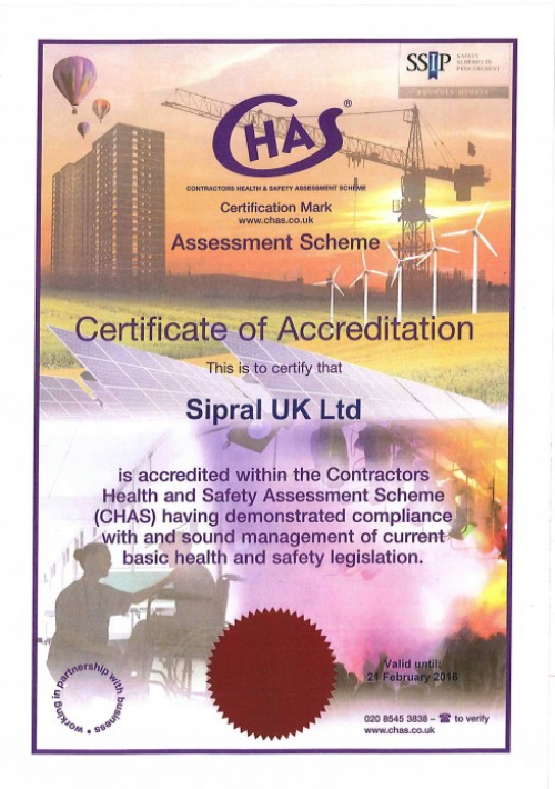 Image: Sipral UK Ltd. získal akreditaci CHAS