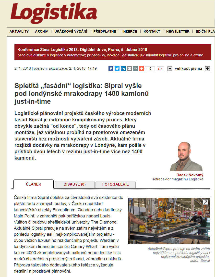 Martin Binovec on our Track&Trace system in Logistika magazine